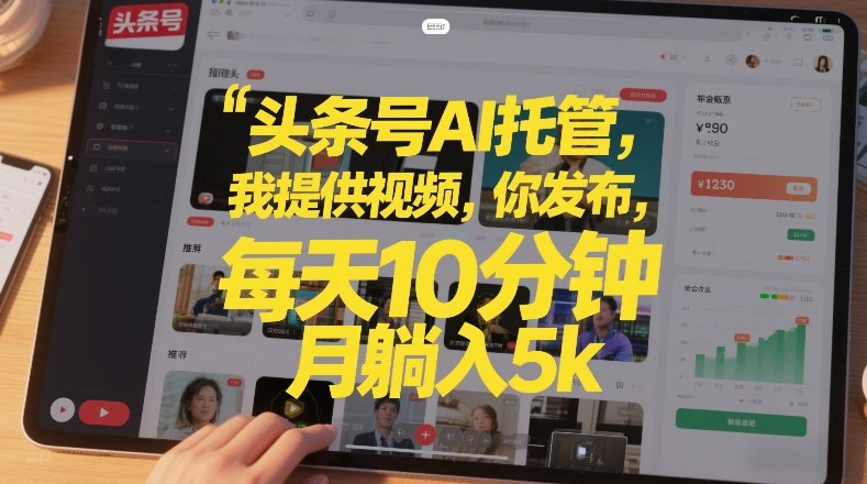 头条号AI托管，我提供视频，你发布，每天10分钟，月躺入5k+【揭秘】_01291816