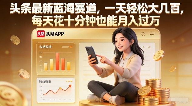 头条最新蓝海赛道，一天轻松大几张，每天花十分钟也能月入过1W【揭秘】_01282018