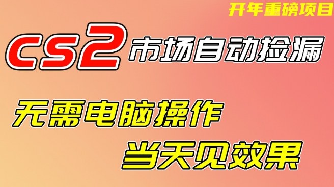 CS2市场自动捡漏项目，无需电脑操作，无需进入游戏，当天见效果，支持任何形式验证【揭秘】_01282017