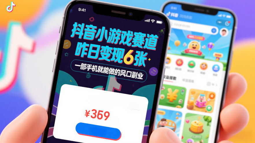 抖音小游戏赛道，昨日变现600+，零基础一部手机就能做的风口副业【揭秘】_01312207