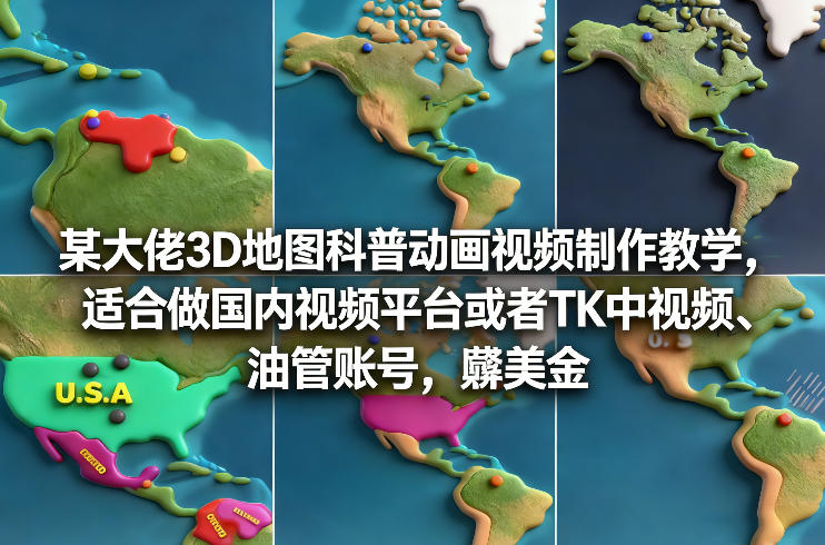 某大佬3D地图科普动画视频制作教学，适合做国内视频平台或者TK中视频、油管账号，賺美金_01312228