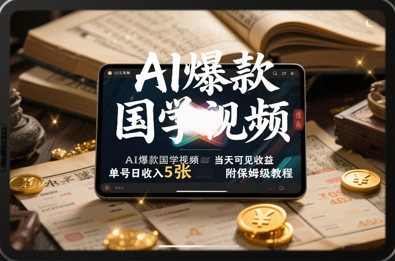 AI爆款国学视频，独家起号方法，小白直接上手，当天可见收益，单号日收入5张+附保姆级教程_01281938